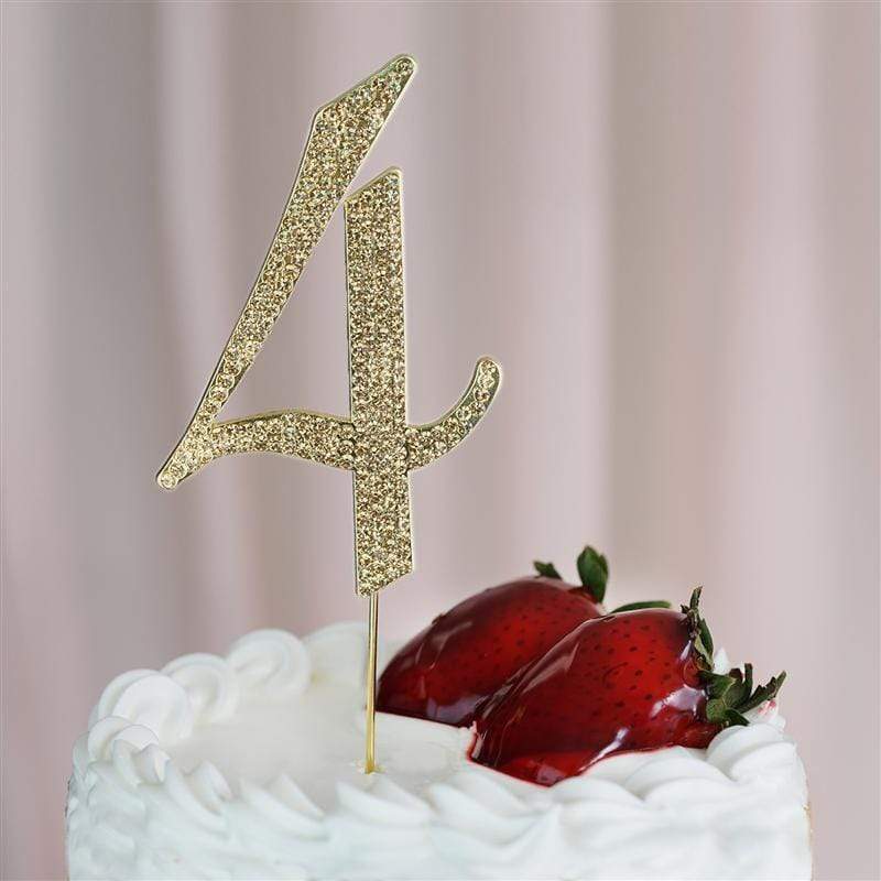 4.5" Rhinestone Cake Topper - Gold CAKE_TOPGN4_4