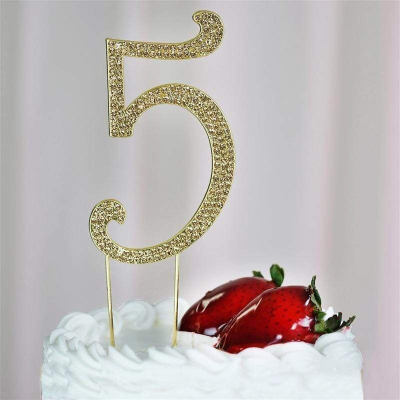 4.5" Rhinestone Cake Topper - Gold CAKE_TOPGN4_5