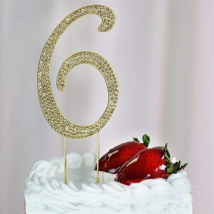 4.5" Rhinestone Cake Topper - Gold CAKE_TOPGN4_6