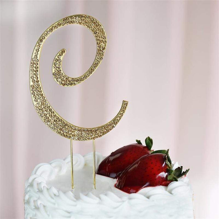 4.5" Rhinestone Cake Topper Gold Letter CAKE_TOPG4_C