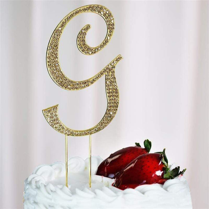 4.5" Rhinestone Cake Topper Gold Letter CAKE_TOPG4_G