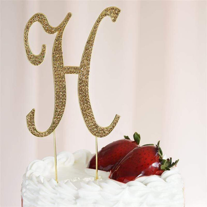 4.5" Rhinestone Cake Topper Gold Letter CAKE_TOPG4_H