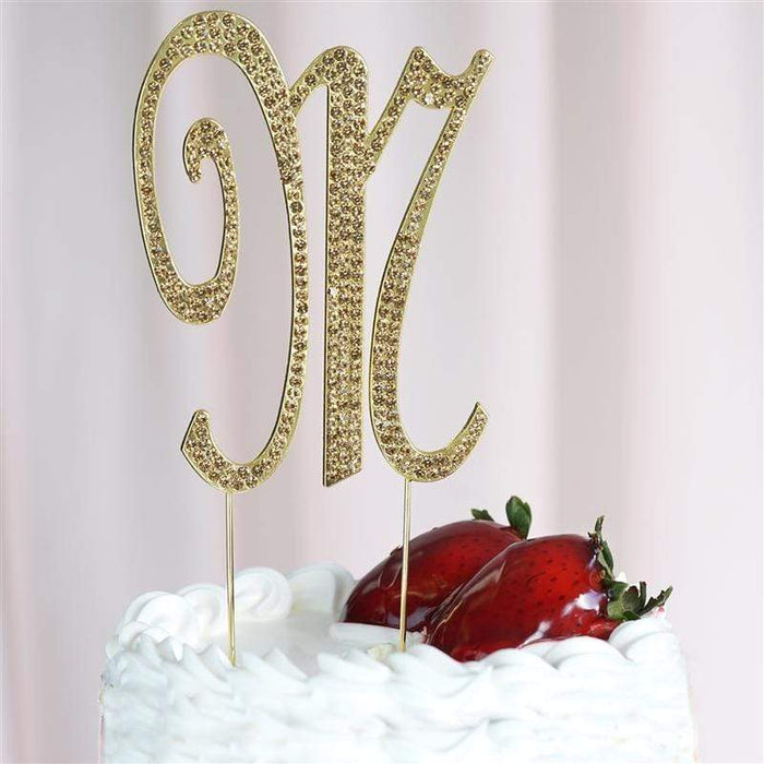 4.5" Rhinestone Cake Topper Gold Letter CAKE_TOPG4_M