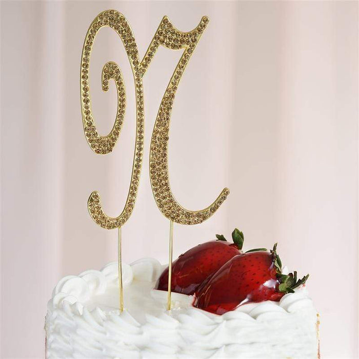 4.5" Rhinestone Cake Topper Gold Letter CAKE_TOPG4_N
