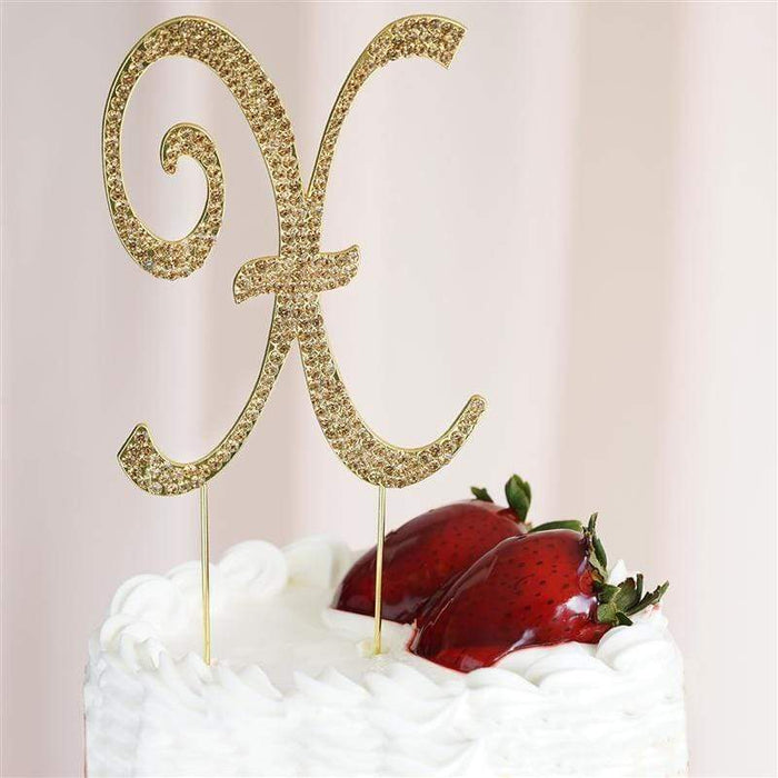4.5" Rhinestone Cake Topper Gold Letter CAKE_TOPG4_X