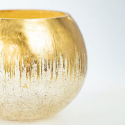 4.5" tall Round Crackle Glass Candle Holder Vase - Gold VASE_A68_6_GOLD