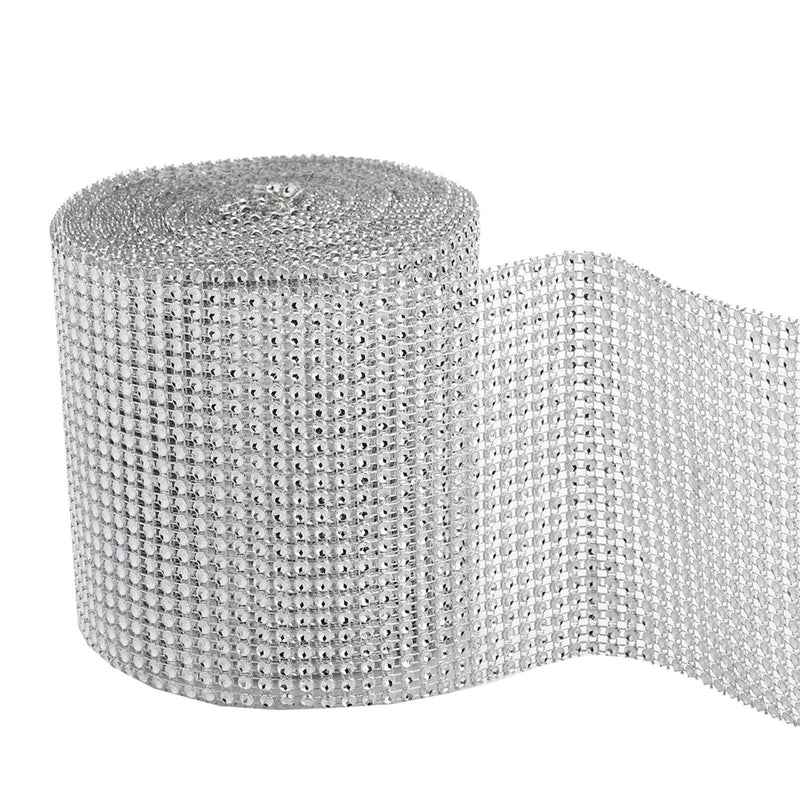4.5" x 10 yards Diamond Bling Trim Roll of Ribbon DIA_GINA_SILV