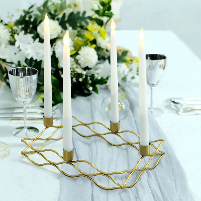 4 arm Metal Rectangular Candelabra Taper Candle Holders  - Gold IRON_CAND_TP002_L_GOLD