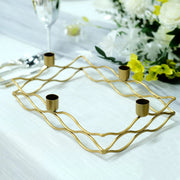 4 arm Metal Rectangular Candelabra Taper Candle Holders  - Gold IRON_CAND_TP002_L_GOLD