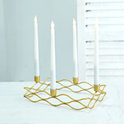 4 arm Metal Rectangular Candelabra Taper Candle Holders  - Gold IRON_CAND_TP002_L_GOLD