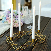 4 arm Metal Rectangular Candelabra Taper Candle Holders  - Gold IRON_CAND_TP002_L_GOLD