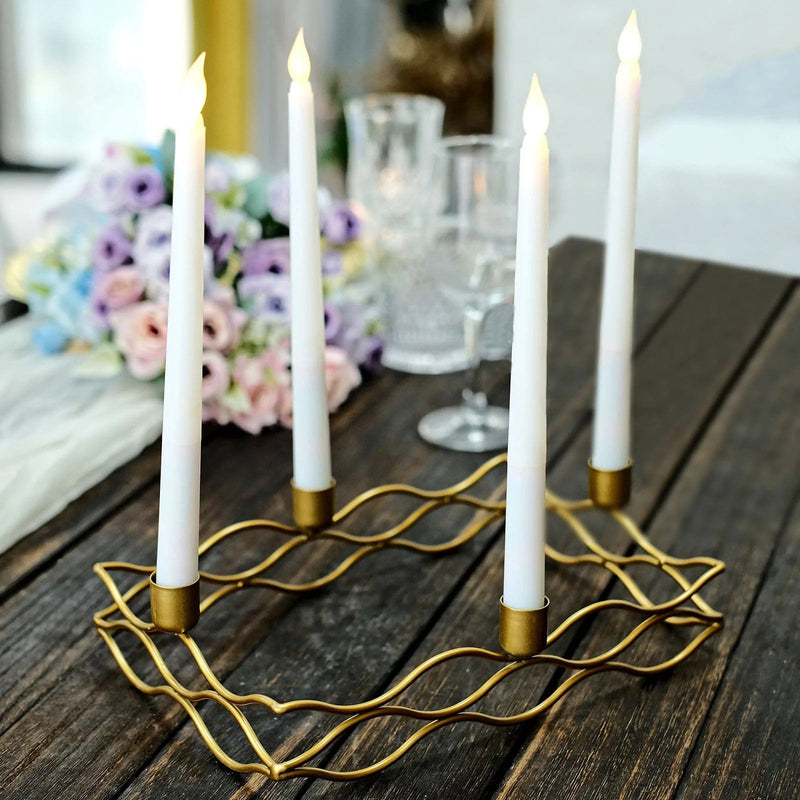 4 arm Metal Rectangular Candelabra Taper Candle Holders  - Gold IRON_CAND_TP002_L_GOLD
