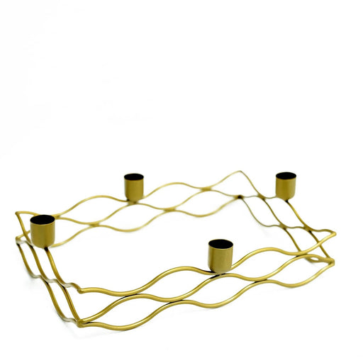 4 arm Metal Rectangular Candelabra Taper Candle Holders  - Gold IRON_CAND_TP002_L_GOLD
