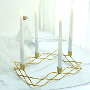 4 arm Metal Rectangular Candelabra Taper Candle Holders  - Gold IRON_CAND_TP002_L_GOLD