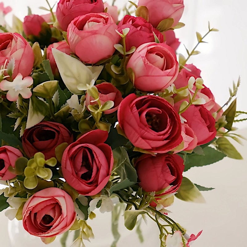 4 Bouquets 12" Silk Mini Ranunculus Artificial Flowers