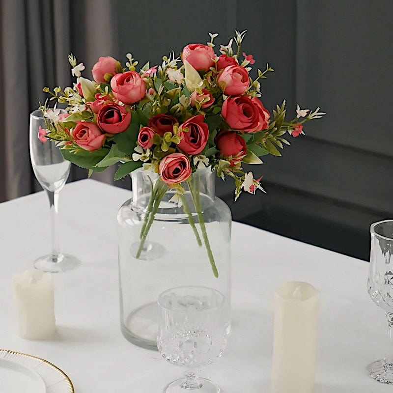 4 Bouquets 12" Silk Mini Ranunculus Artificial Flowers