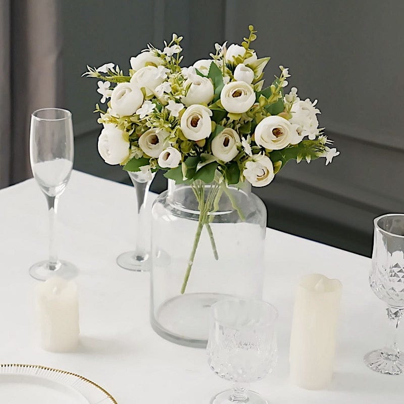 4 Bouquets 12" Silk Mini Ranunculus Artificial Flowers