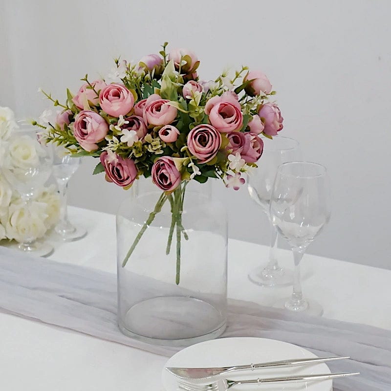 4 Bouquets 12" Silk Mini Ranunculus Artificial Flowers