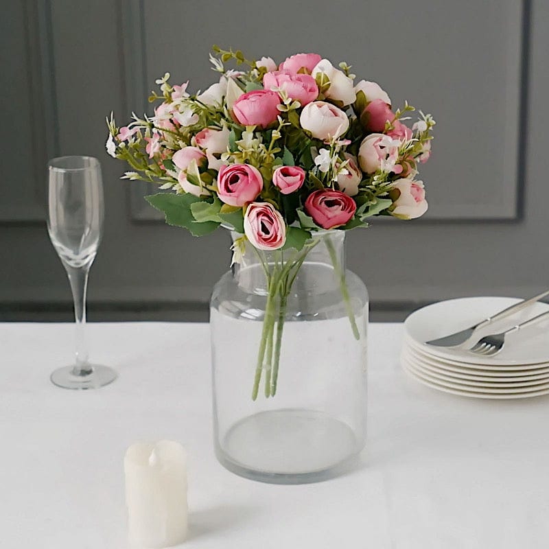 4 Bouquets 12" Silk Mini Ranunculus Artificial Flowers