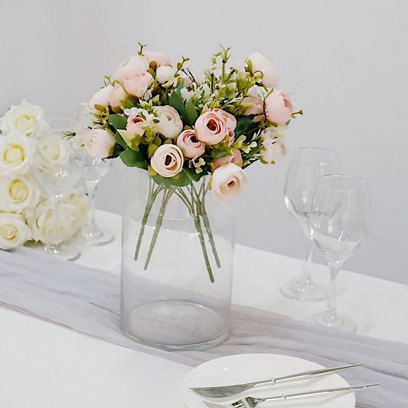 4 Bouquets 12" Silk Mini Ranunculus Artificial Flowers