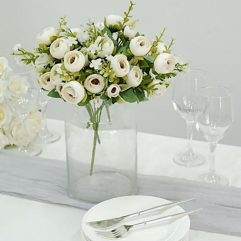 4 Bouquets 12" Silk Mini Ranunculus Artificial Flowers