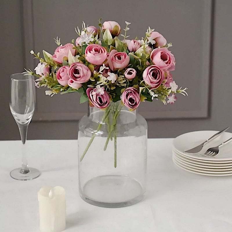 4 Bouquets 12" Silk Mini Ranunculus Artificial Flowers