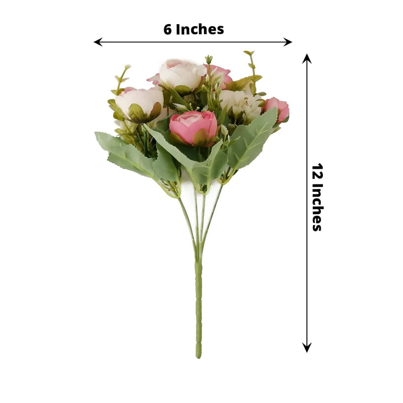 4 Bouquets 12" Silk Mini Ranunculus Artificial Flowers