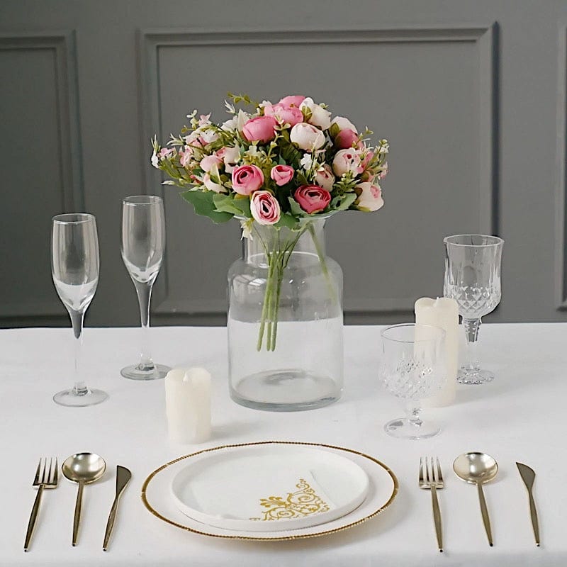 4 Bouquets 12" Silk Mini Ranunculus Artificial Flowers