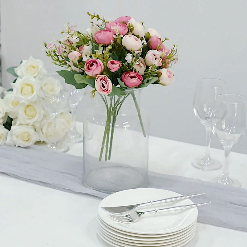 4 Bouquets 12" Silk Mini Ranunculus Artificial Flowers