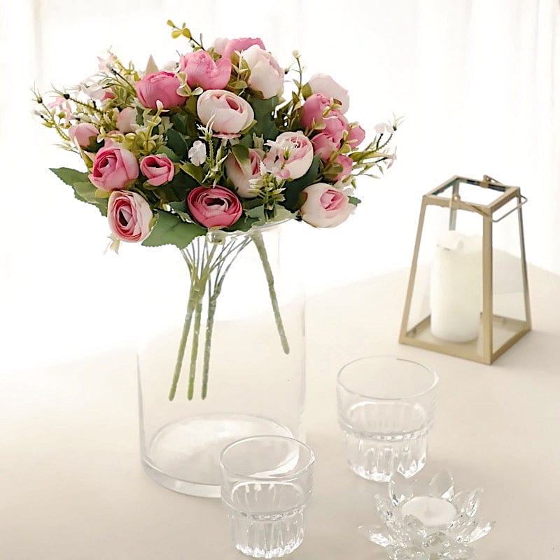 4 Bouquets 12" Silk Mini Ranunculus Artificial Flowers