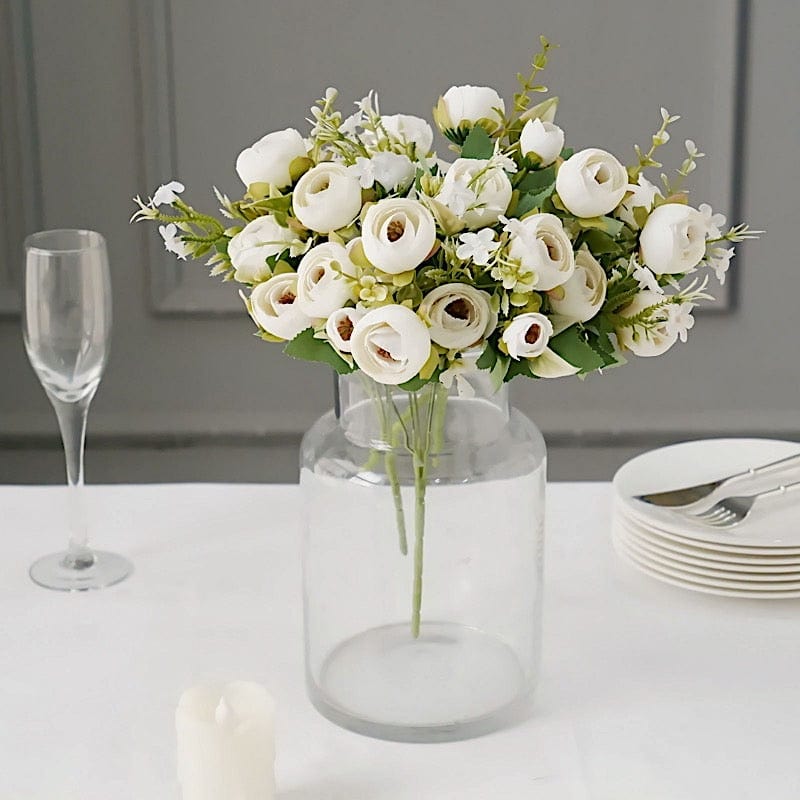 4 Bouquets 12" Silk Mini Ranunculus Artificial Flowers