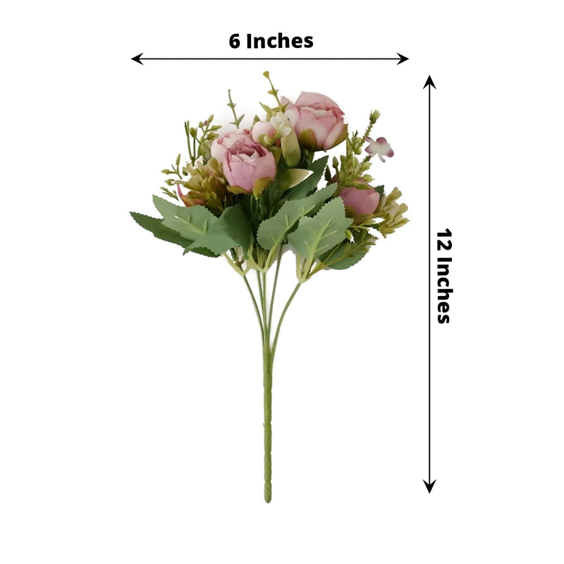 4 Bouquets 12" Silk Mini Ranunculus Artificial Flowers