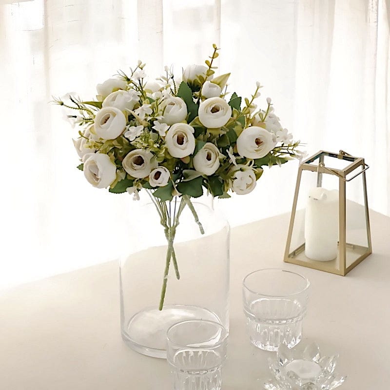 4 Bouquets 12" Silk Mini Ranunculus Artificial Flowers