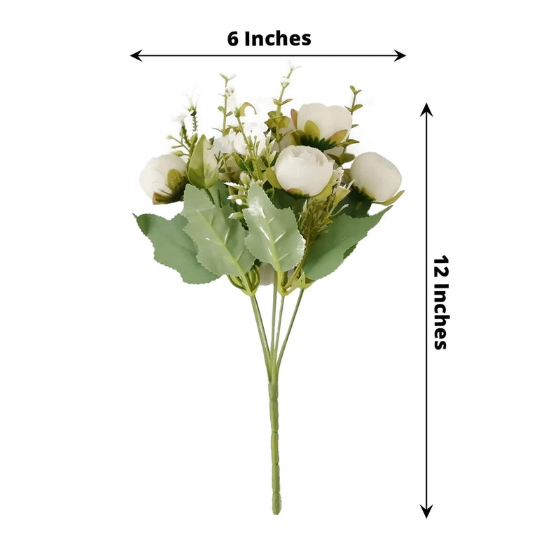4 Bouquets 12" Silk Mini Ranunculus Artificial Flowers