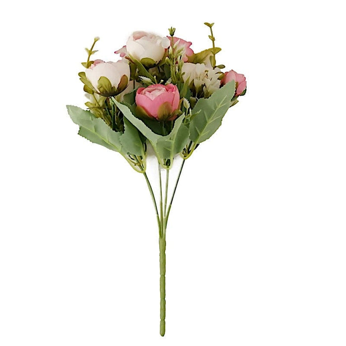 4 Bouquets 12" Silk Mini Ranunculus Artificial Flowers ARTI_BOUQ_PEO13_PINK