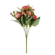4 Bouquets 12" Silk Mini Ranunculus Artificial Flowers ARTI_BOUQ_PEO13_RED