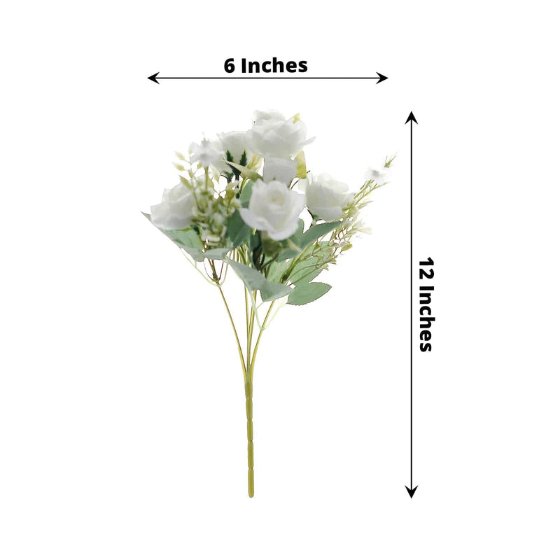 4 Bushes 12" Silk Roses Artificial Flowers Bouquets