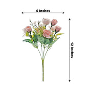 4 Bushes 12" Silk Roses Artificial Flowers Bouquets