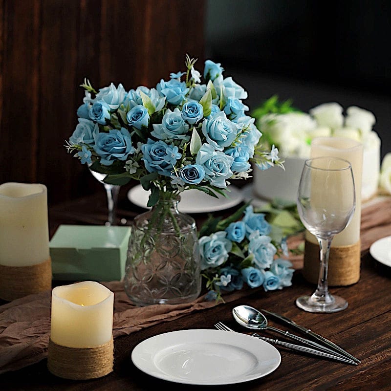 4 Bushes 12" Silk Roses Artificial Flowers Bouquets