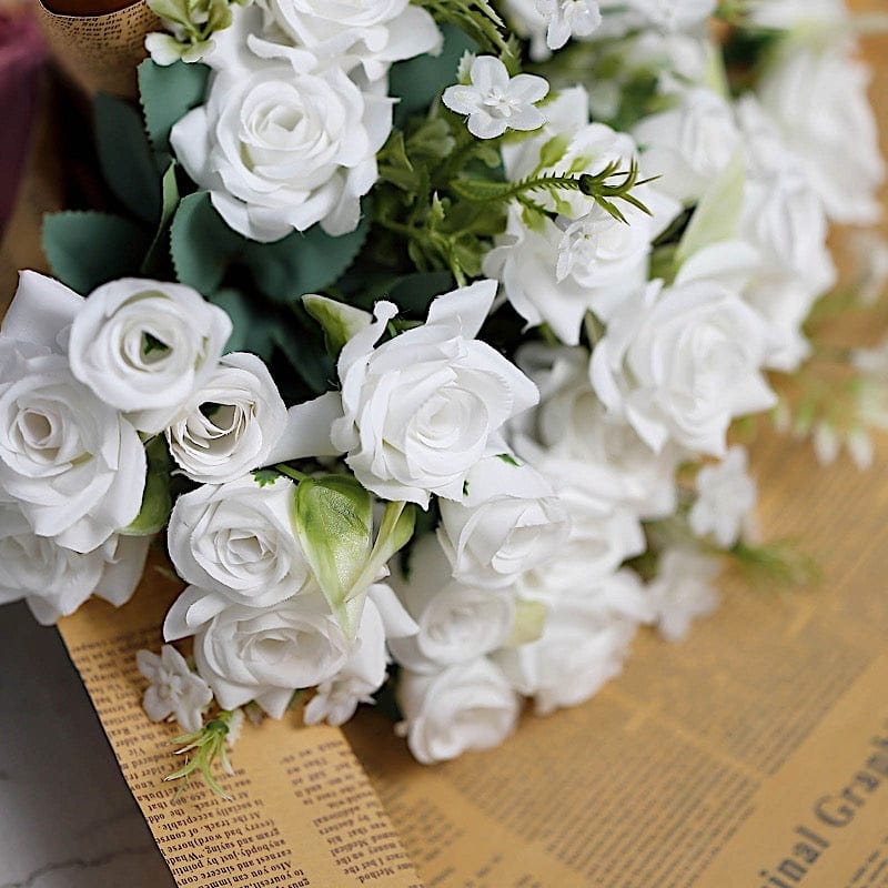 4 Bushes 12" Silk Roses Artificial Flowers Bouquets