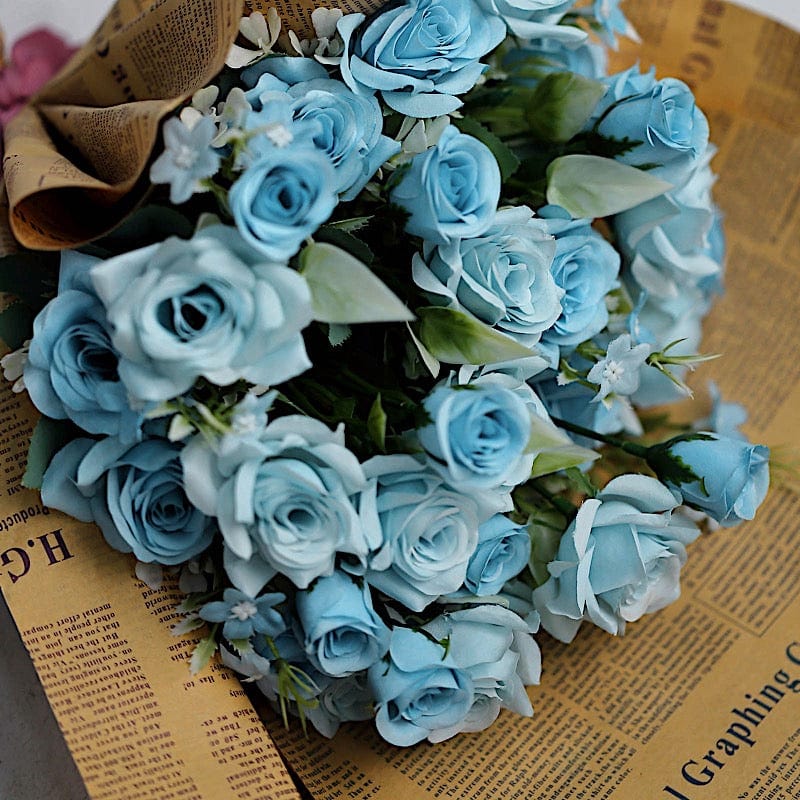 4 Bushes 12" Silk Roses Artificial Flowers Bouquets