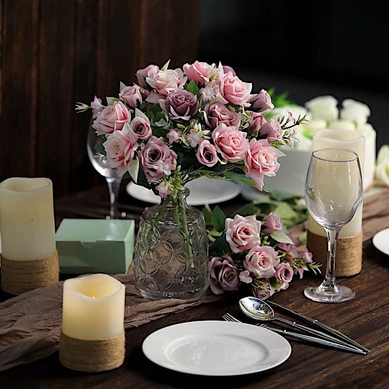 4 Bushes 12" Silk Roses Artificial Flowers Bouquets