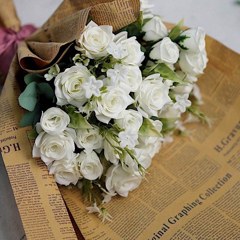 4 Bushes 12" Silk Roses Artificial Flowers Bouquets