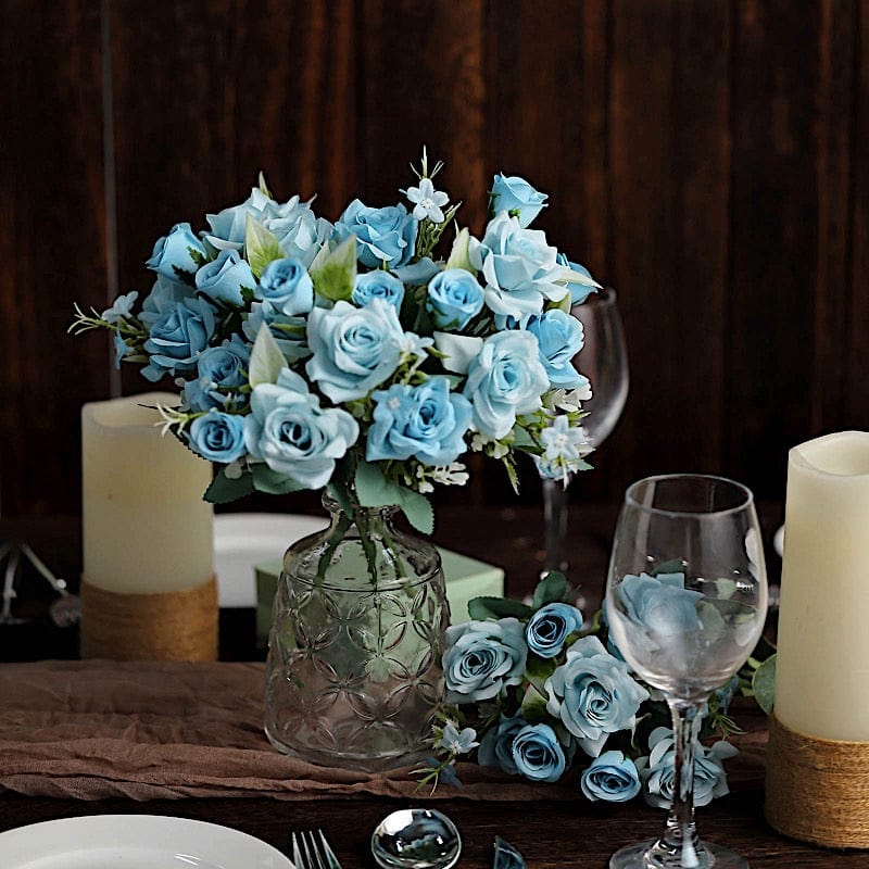 4 Bushes 12" Silk Roses Artificial Flowers Bouquets