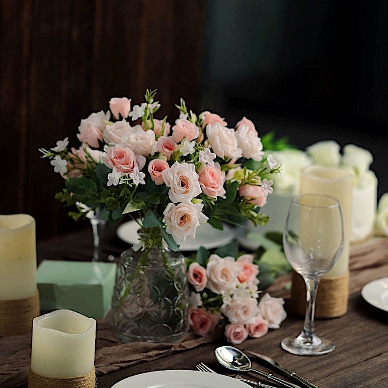 4 Bushes 12" Silk Roses Artificial Flowers Bouquets