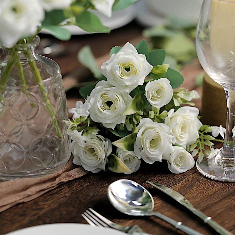 4 Bushes 12" Silk Roses Artificial Flowers Bouquets