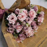 4 Bushes 12" Silk Roses Artificial Flowers Bouquets