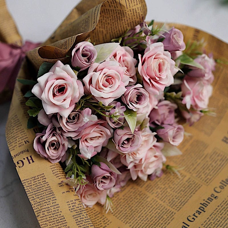 4 Bushes 12" Silk Roses Artificial Flowers Bouquets