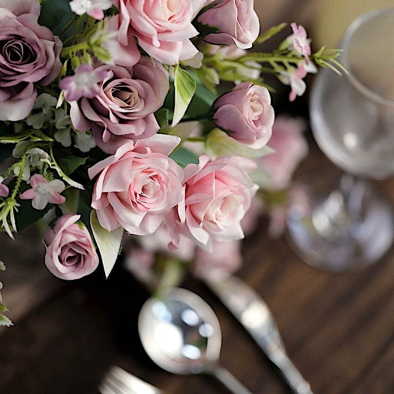 4 Bushes 12" Silk Roses Artificial Flowers Bouquets