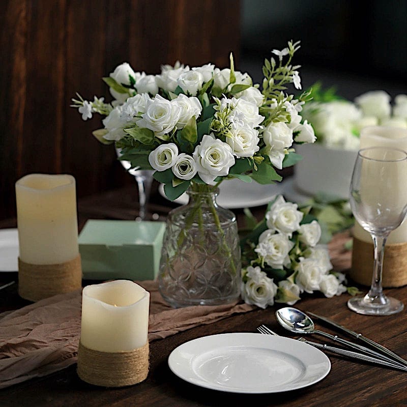 4 Bushes 12" Silk Roses Artificial Flowers Bouquets